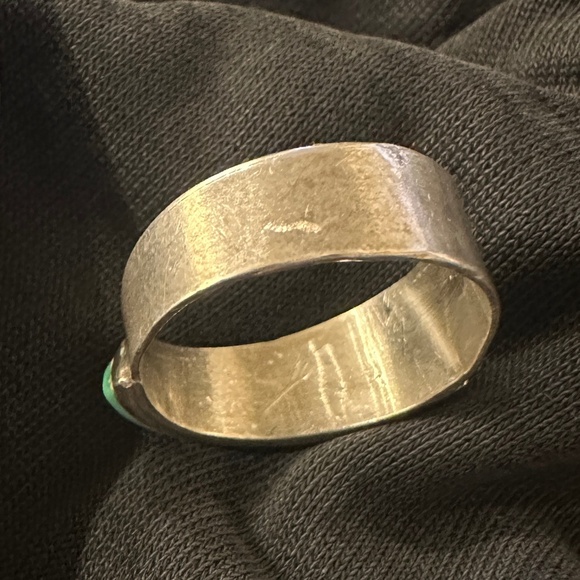 Vintage Zuni style inlay turquoise & sterling silver ring, size 7 - Picture 4 of 8